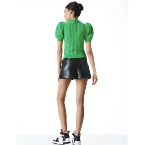 Alice + Olivia Green Puff Sleeve Sweater - Picture 3 of 7